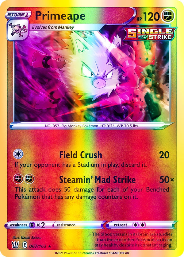 Primeape - 067/163 (SWSH05) Rare - Near Mint Reverse Holofoil