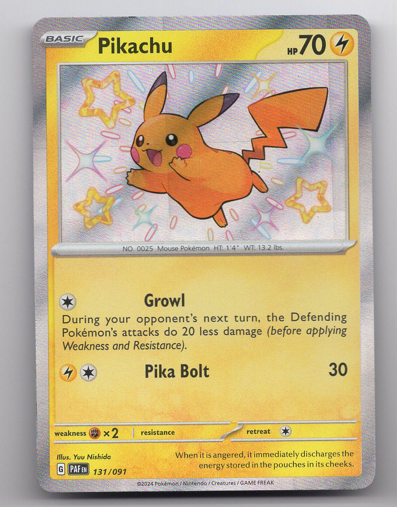 Pikachu - 131/091 (PAF) Secret Rare - Light Play Holofoil