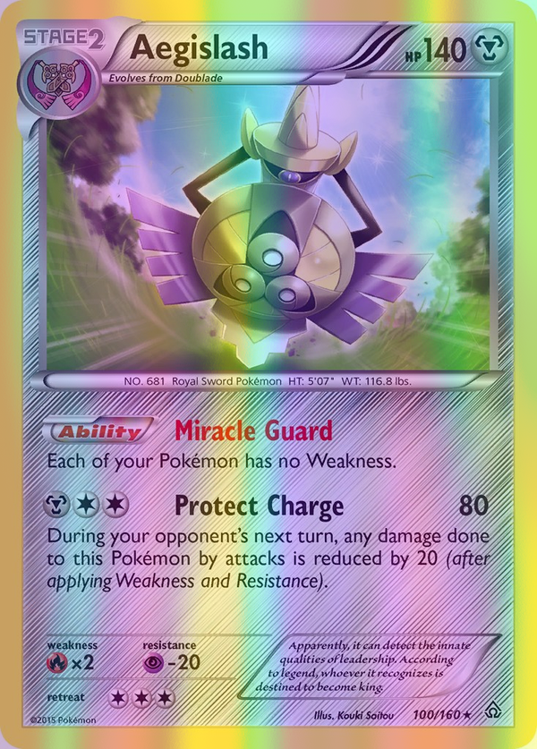 Aegislash - 100/160 (PRC) Holo Rare - Near Mint Reverse Holofoil