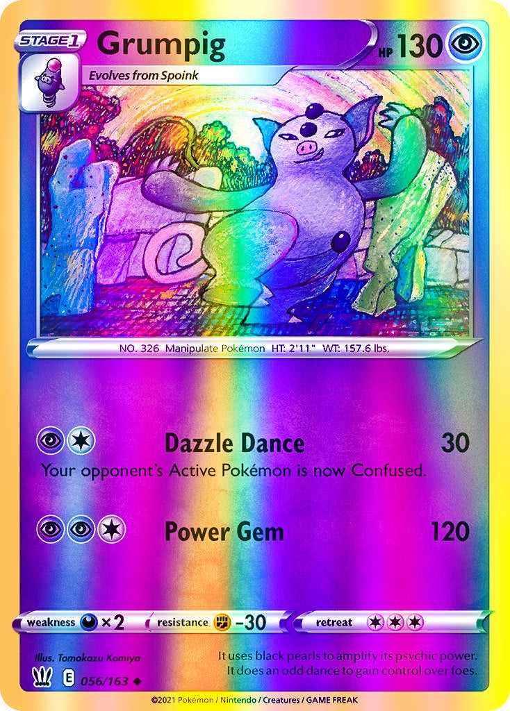 Grumpig - 056/163 (SWSH05) Uncommon - Near Mint Reverse Holofoil