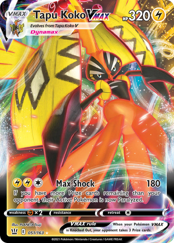 Tapu Koko VMAX - 051/163 (SWSH05) Ultra Rare - Near Mint Holofoil