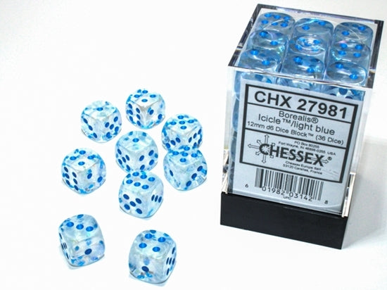 CHX27981: Borealis - 12mm D6 Light Icicle/Light Blue (Luminary) (36)