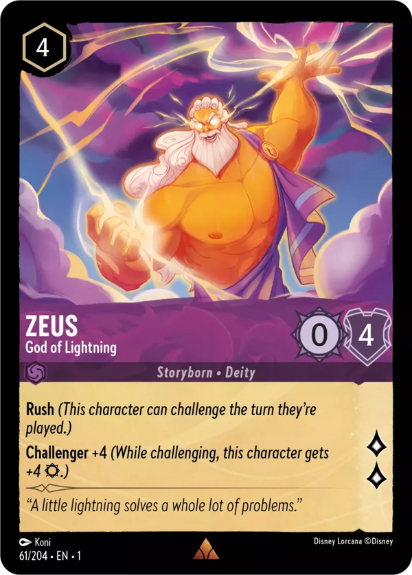 Zeus - God of Lightning (The First Chapter 61/204) Rare - Near Mint