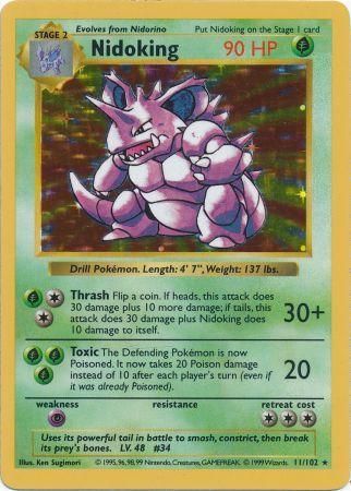 Nidoking - 011/102 (BSS) Holo Rare - Near Mint Unlimited Holofoil