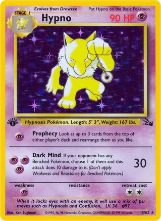 Hypno  - 08/62 (FO) Holo Rare - Light Play Unlimited Holofoil