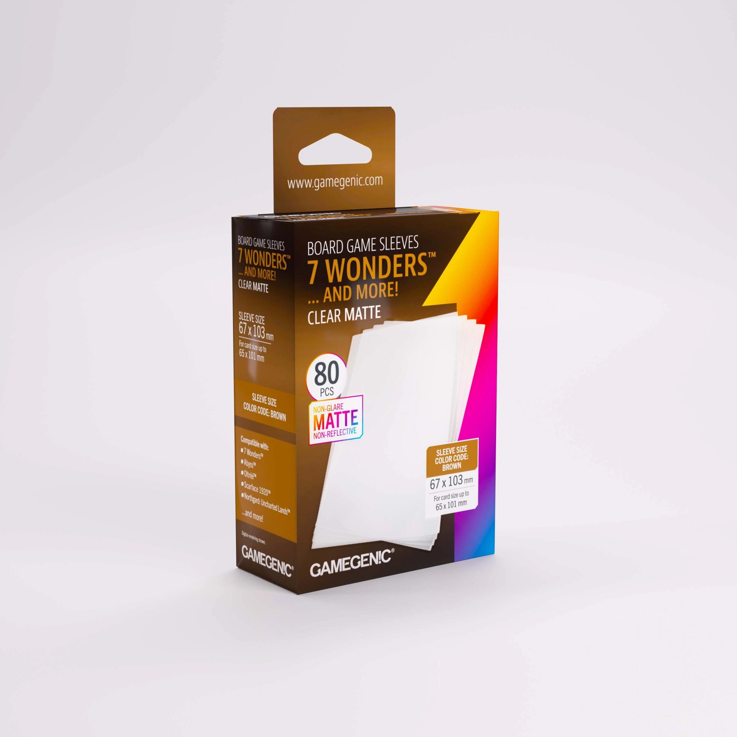 GameGenic: Board Game Sleeves - Matte Clear: 7 Wonders (Brown 80ct)