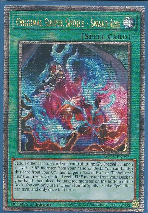 Original Sinful Spoils - Snake-Eye (AGOV-EN057) Quarter Century Secret Rare - Near Mint 1st Edition