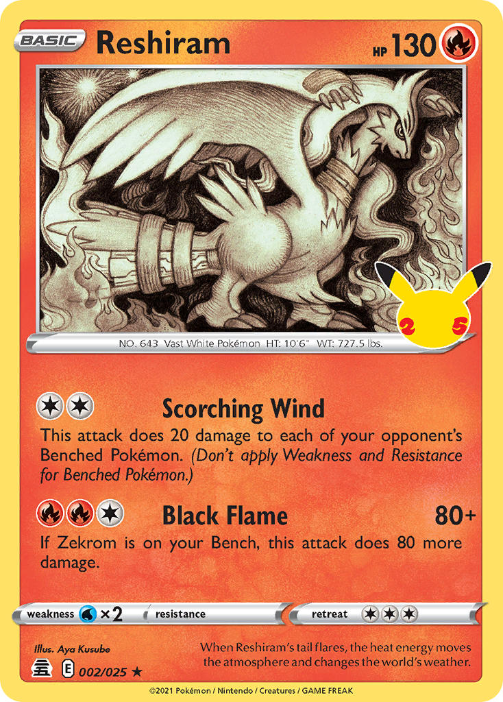 Reshiram - 002/025 (CLB) Holo Rare - Near Mint Holofoil