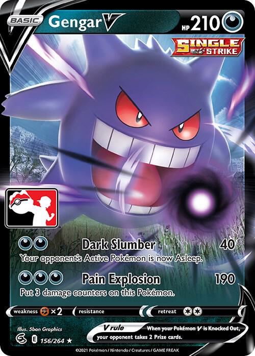 Gengar V - 156/264 (SWSH08) Ultra Rare - Holofoil Prize Pack Series Light Play