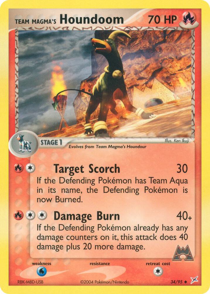 Team Magma's Houndoom - 34/95 (MA) Uncommon Heavy Play Reverse Holo