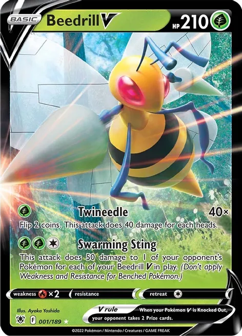 Beedrill V - 001/189 (SWSH10) Ultra Rare - Near Mint Holofoil