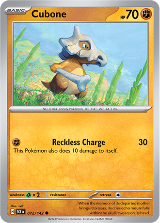 Cubone - 072/142 (SCR) Common - Near Mint