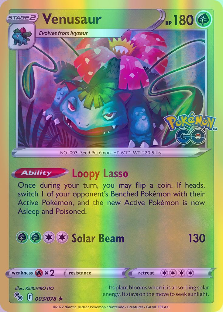 Venusaur - 003/078 (PGO) Holo Rare - Near Mint Reverse Holofoil