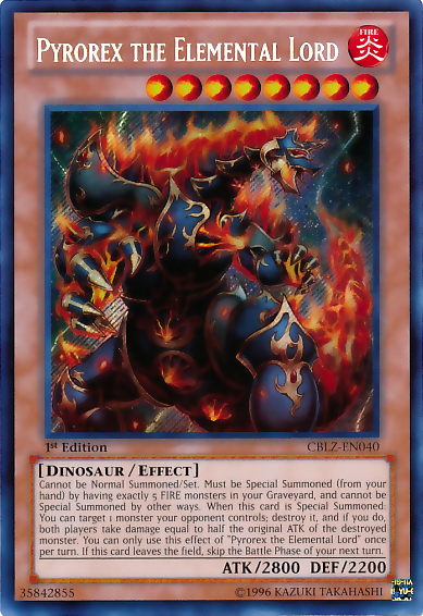 Pyrorex the Elemental Lord (CBLZ-EN040) Secret Rare - Near Mint 1st Edition