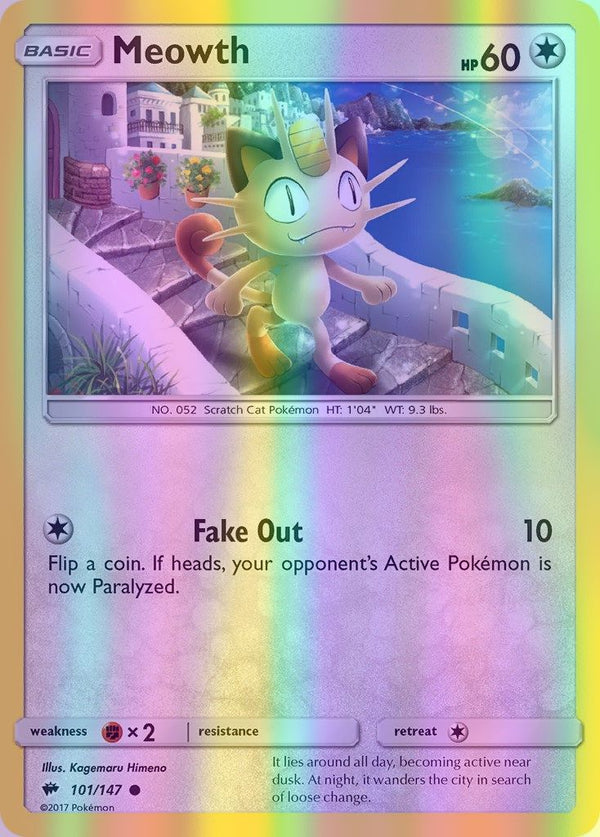 Meowth - 101/147 (SM:BUS) Common - Near Mint Reverse Holofoil