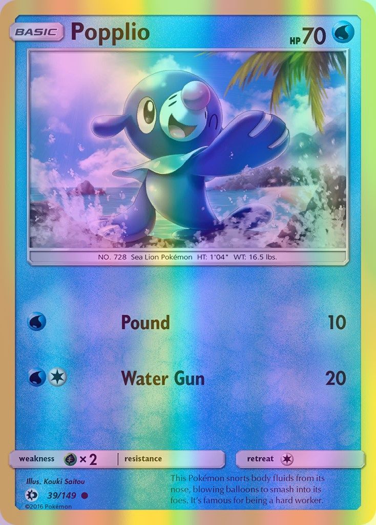 Popplio - 039/149 (SM01) Common - Near Mint Reverse Holofoil