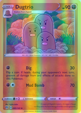 Dugtrio - 085/189 (SWSH03) Uncommon - Near Mint Reverse Holofoil