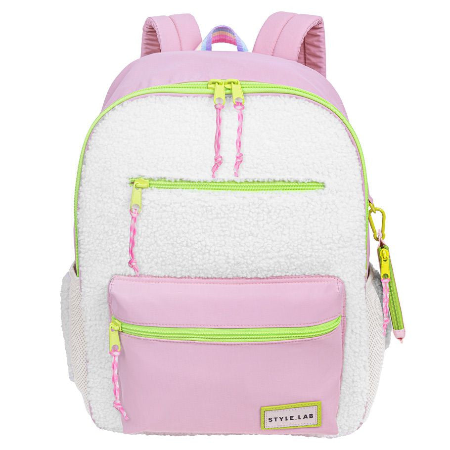 Lulu: Fill Size Sherpa Backpack - Pink