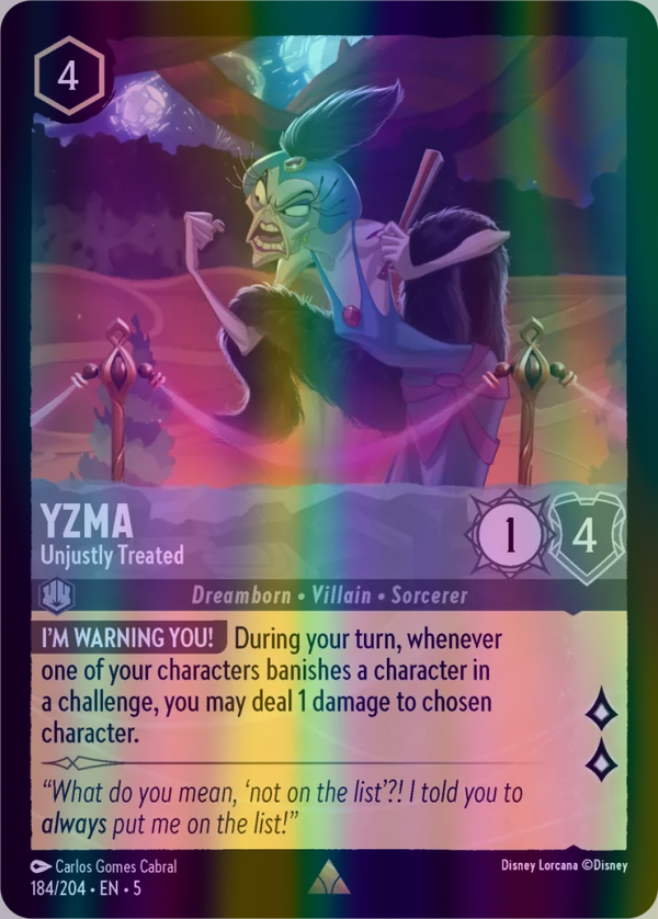 Yzma - Unjustly Treated (Shimmering Skies 184/204) Rare - Near Mint Cold Foil