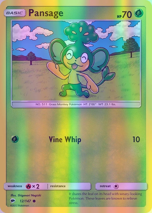 Pansage - 012/147 (SM:BUS) Common - Near Mint Reverse Holofoil