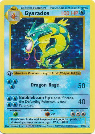 Gyarados - 006/102 (BS) 1st Edition Holo Rare - Near Mint Holofoil