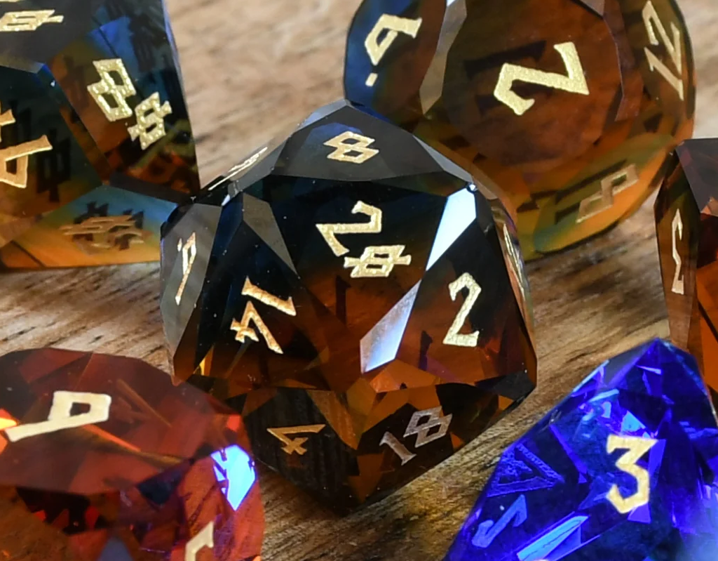 Ice and Fire Glass Dice Set (Scracth & Dent)