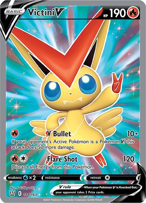 Victini V (Full Art) - 144/163 (SWSH05) Ultra Rare - Light Play Holofoil