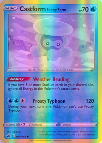 Castform Snowy Form - 034/198 (SWSH06) Common - Near Mint Reverse Holofoil