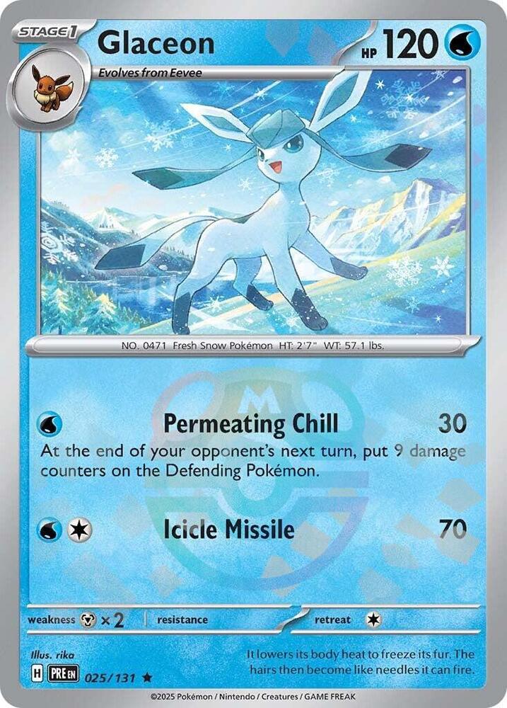 Glaceon (Master Ball Pattern) - 025/131 (PRE) Rare - Light Play Holofoil