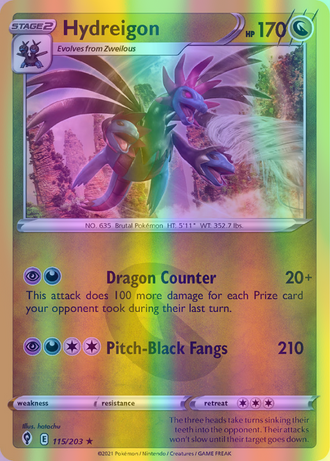 Hydreigon - 115/203 (SWSH07) Holo Rare - Near Mint Reverse Holofoil