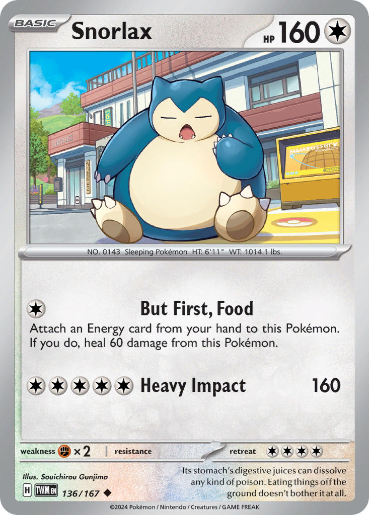 Snorlax - 136/167 (TWM) Uncommon - Near Mint