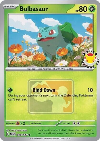 Bulbasaur (Pokemon Day 2026) - 001/132 (MEG) Common Reverse Holofoil Near Mint