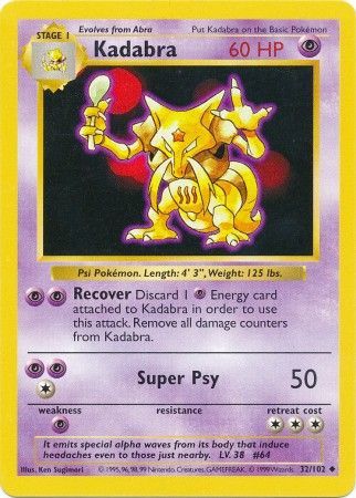 Kadabra - 032/102 (BSS) Uncommon - Near Mint Unlimited