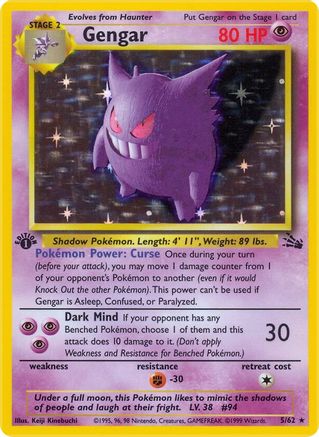 Gengar - 05/62 (FO) Holo Rare - Light Play Unlimited Holofoil