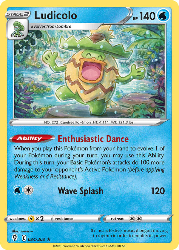 Ludicolo - 034/203 (SWSH07) Holo Rare - Near Mint Holofoil