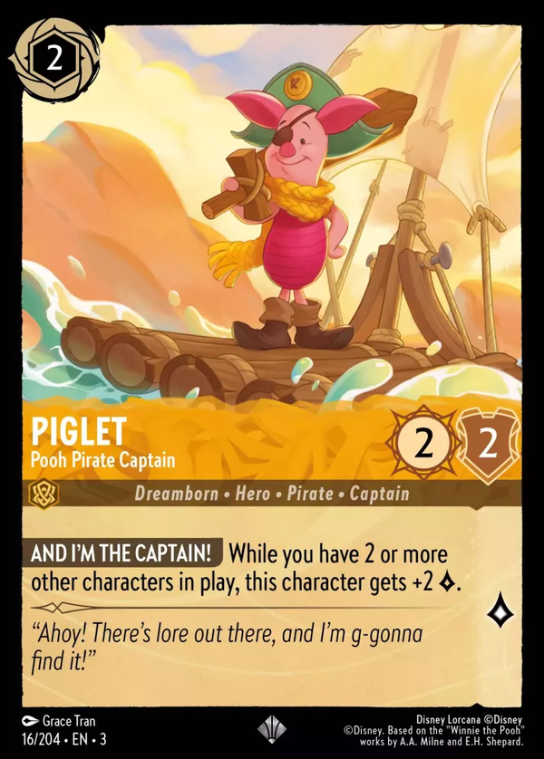 Piglet - Pooh Pirate Captain (Into the Inklands 016/204) Super Rare - Near Mint