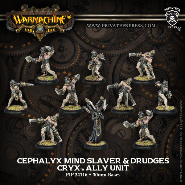 Warmachine: Cryx - Cephalyx: Mind Slaver & Drudges, Ally Mercenaries Unit (10 Plastic)