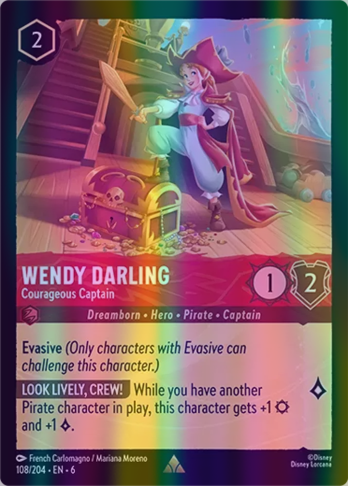 Wendy Darling - Courageous Captain (Azurite Sea 108/204) Rare - Near Mint Cold Foil