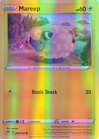 Mareep - 055/189 (SWSH03) Common - Near Mint Reverse Holofoil