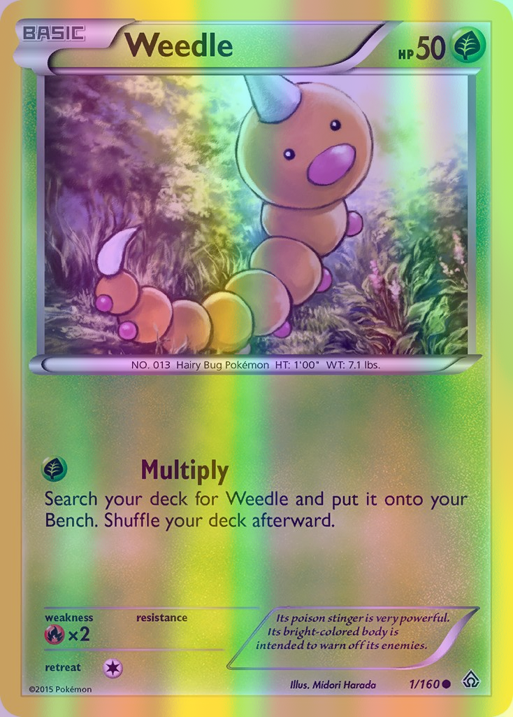 Weedle - 001/160 (PRC) Common - Near Mint Reverse Holofoil