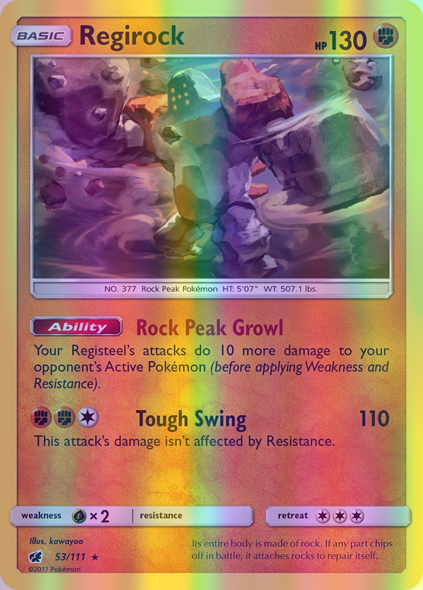 Regirock - 053/111 (CIN) Rare - Near Mint Reverse Holofoil