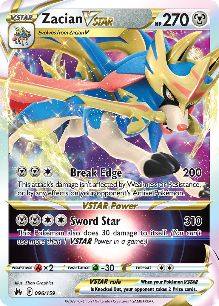 Zacian VSTAR - 096/159 (CRZ) Ultra Rare -  Near Mint Holofoil