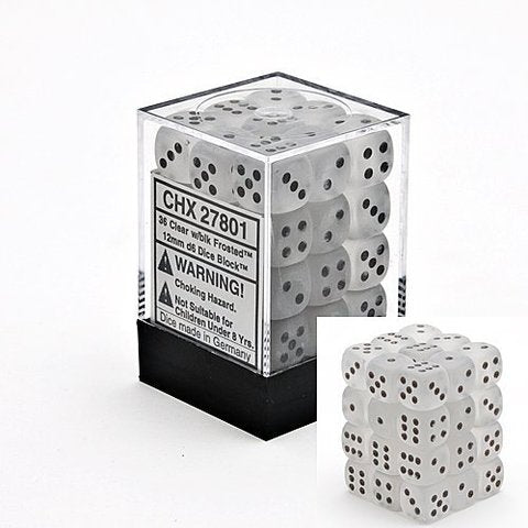CHX27801: Frosted - 12mm D6 Clear w/black (36)