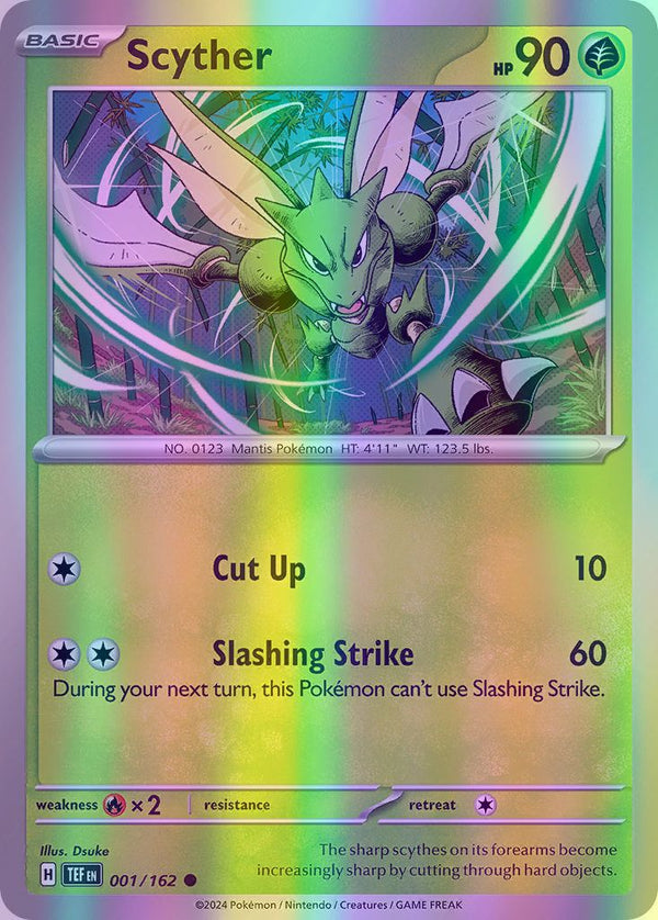 Scyther - 001/162 (TEF) Common - Near Mint Reverse Holofoil