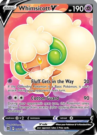 Whimsicott V (Full Art) - 160/172 (SWSH09) Ultra Rare - Near Mint Holofoil