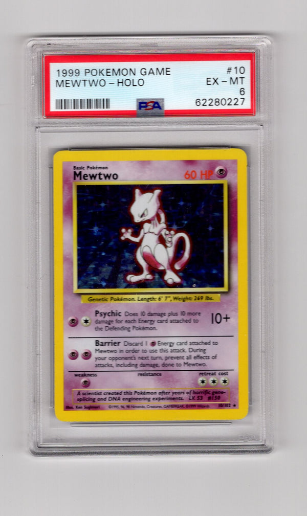 Mewtwo - 010/102 (BS) Holo Rare - Unlimited Moderate Play Holofoil (Graded - PSA 6)