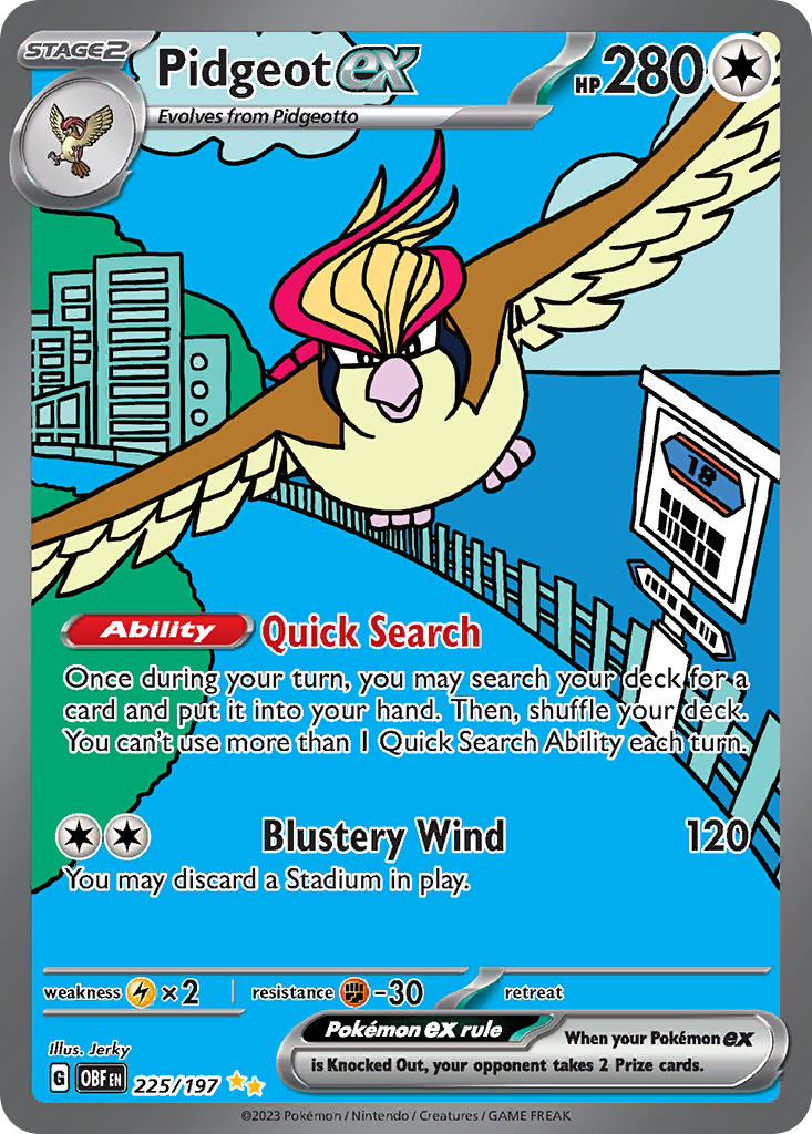 Pidgeot ex - 225/197 (OBF) Special Illustration Rare - Near Mint Holofoil