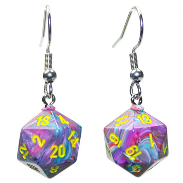 CHX54207: Hook Earrings - Festive: Mini d20 Mosaic (Pair)