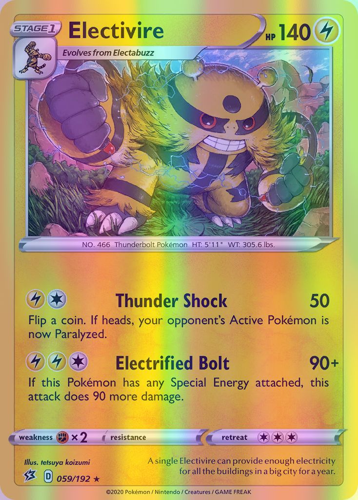 Electivire - 059/192 (SWSH02) Rare - Near Mint Reverse Holofoil