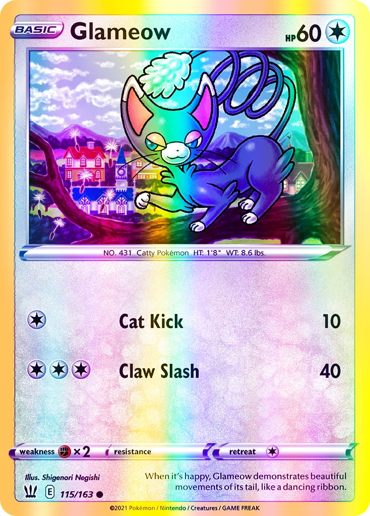 Glameow - 115/163 (SWSH05) Common - Near Mint Reverse Holofoil